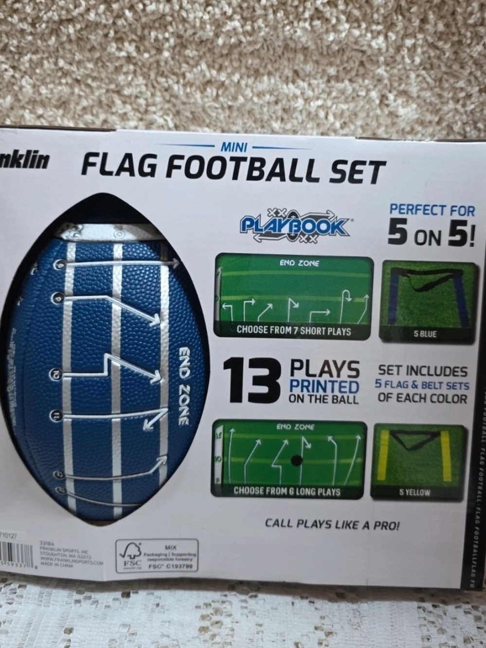 Franklin Mini Flag Football Set - Blue with Playbook Prints